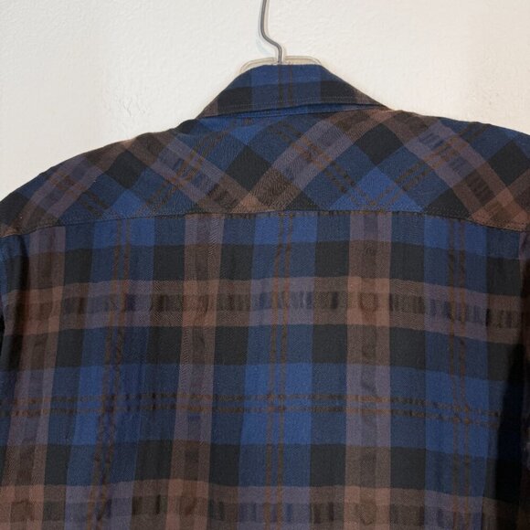 Diesel Long Sleeve Shirt Plaid Blue Brown Western Small - Picture 4 of 13